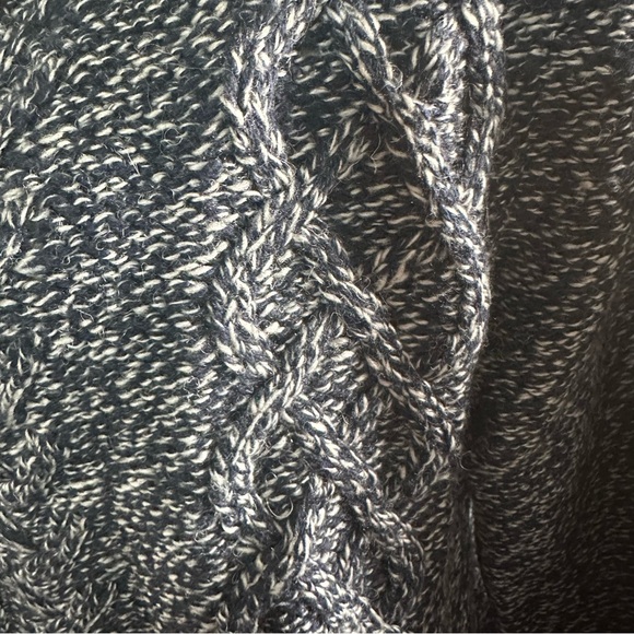 Vermont Country Store Wool Blend Cable Knit Marbled Navy Blue Cardigan Size L - Picture 8 of 12